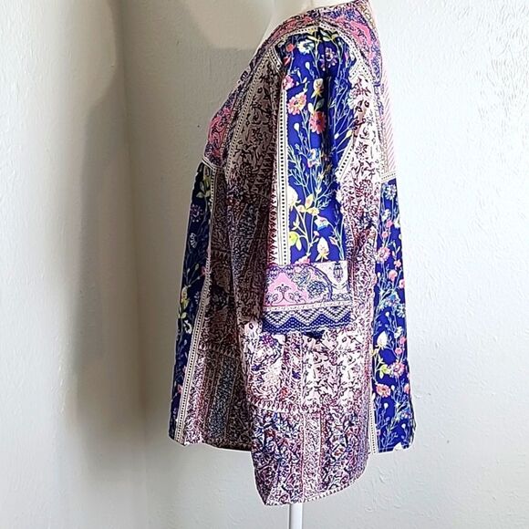 Multicolor Peasant Top in Mixed Designs, Blues, Pink, Size XXL, NWOT - Picture 5 of 7